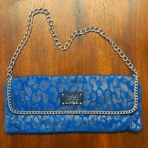 7286 Denim Blue Leopard Clutch/Handbag